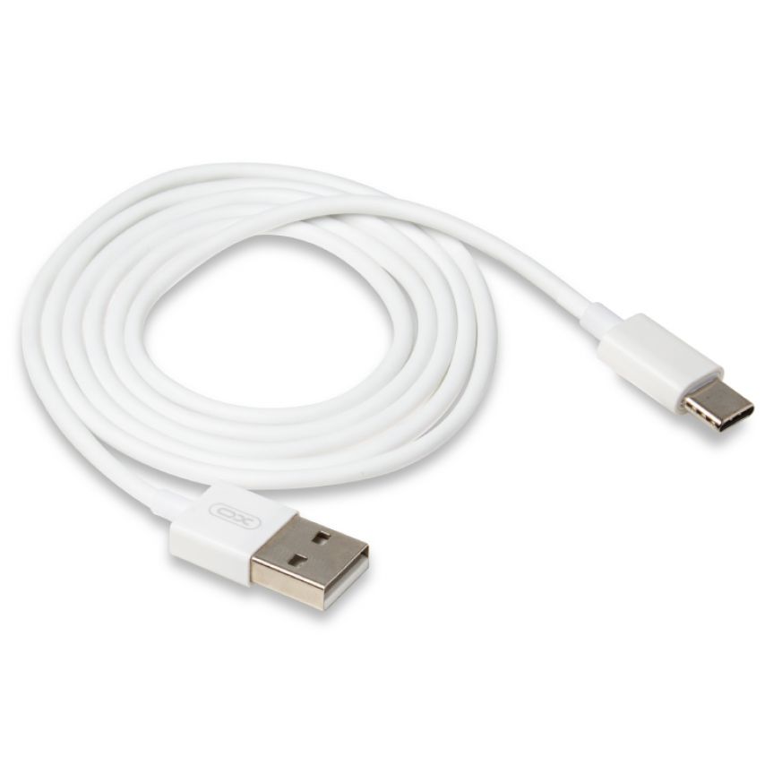 USB кабель XO NB47 2.1A Quick Charge Type-C прорезиненный white