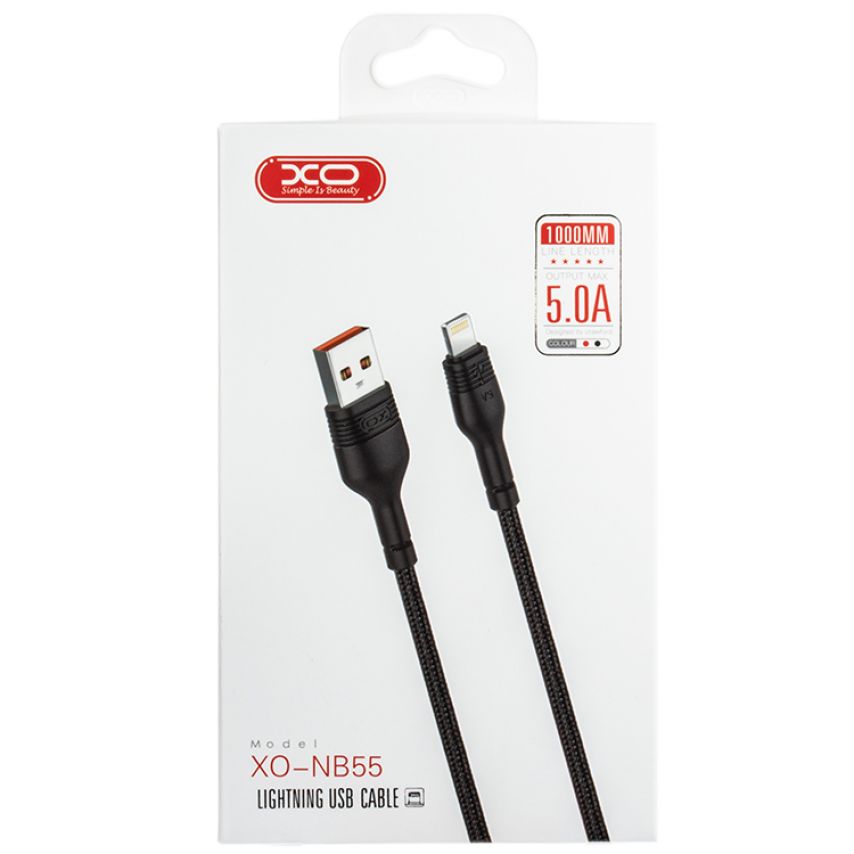 USB кабель XO NB55 5.0A Lightning тканевый black