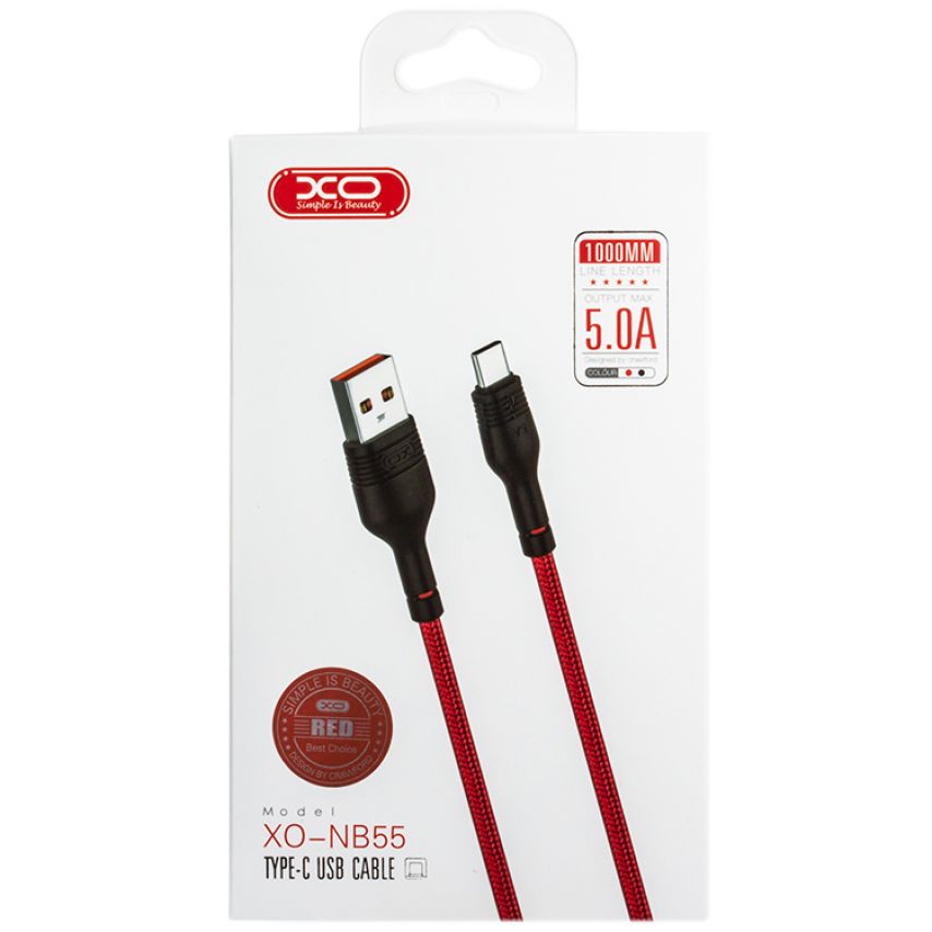 USB кабель XO NB55 5.0A Type-C тканевый black