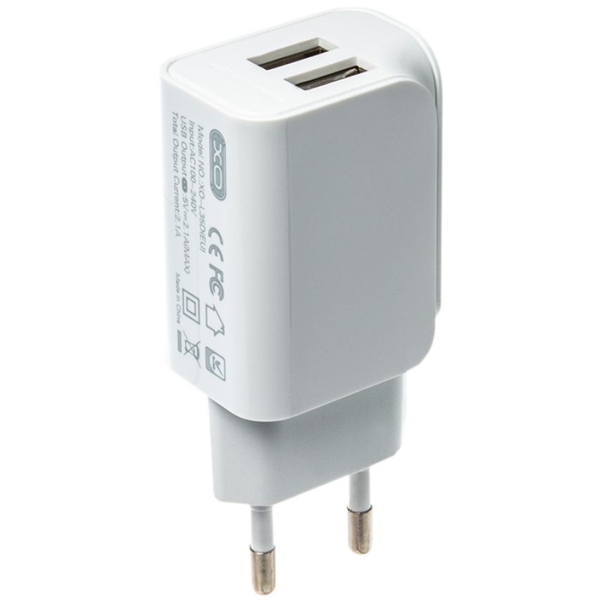 Сетевое зарядное устройство (адаптер) XO L35D 2USB / 2.1A white