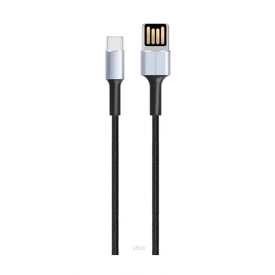 USB кабель XO NB116 2.4A Quick Charge Type-C тканевый black - купить за {{product_price}} грн в Киеве, Украине