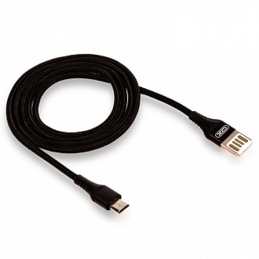USB кабель XO NB118 2.1A Quick Charge Micro тканевый black