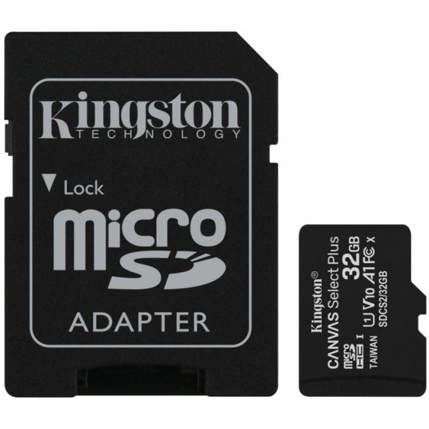 Карта пам'яті Kingston Canvas Select Plus MicroSDHC 32GB Class 10 UHS-I R100MB/s + SD-адаптер (SDCS2/32GB)
