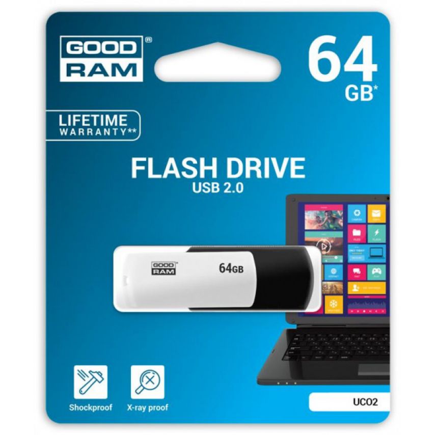 Флеш-память USB GOODRAM (Colour Mix) UCO2 64GB black/white (UCO2-0640KWR11)