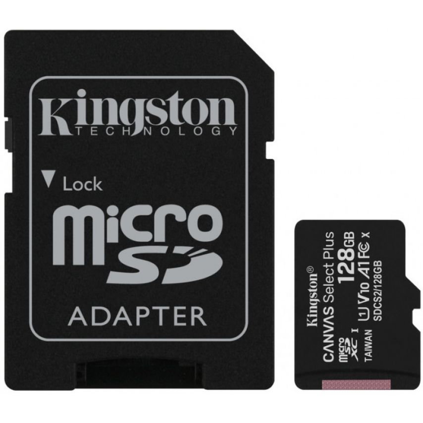 Карта пам'яті Kingston Canvas Select Plus MicroSDXC 128GB Class 10 UHS-I R100MB/s + SD-адаптер (SDCS2/128GB)