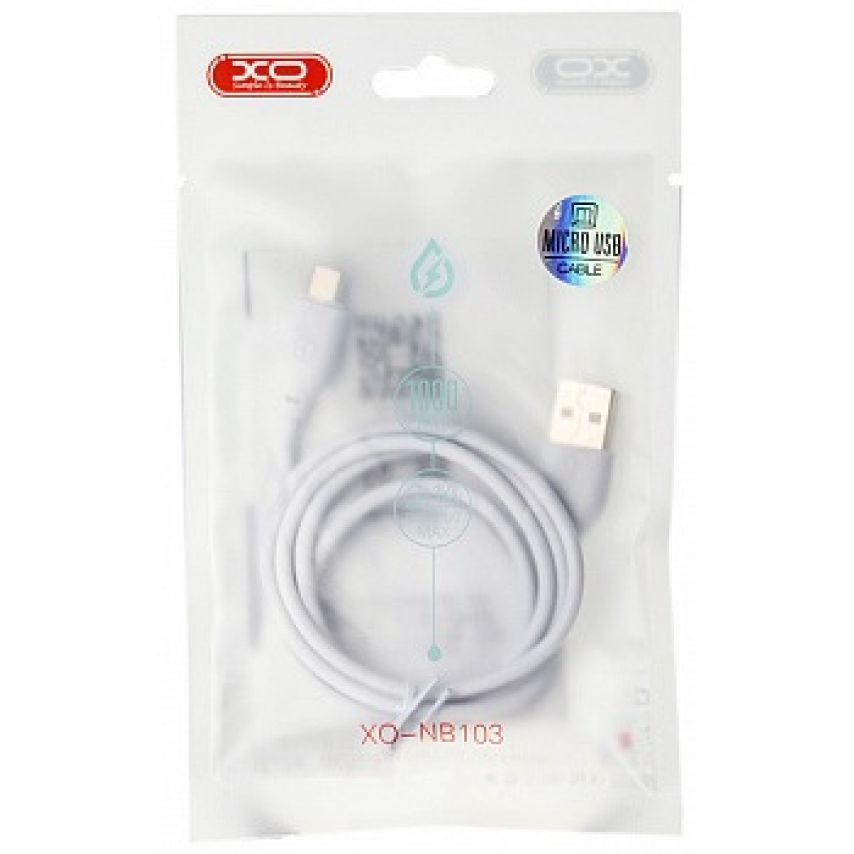 USB кабель XO NB103 2.1A Quick Charge Type-C 1m прорезиненный white