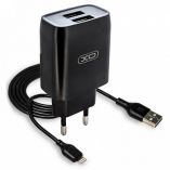 Сетевое зарядное устройство (адаптер) XO L57 2USB / 2.4А + Lightning black - купить за 189.00 грн в Киеве, Украине