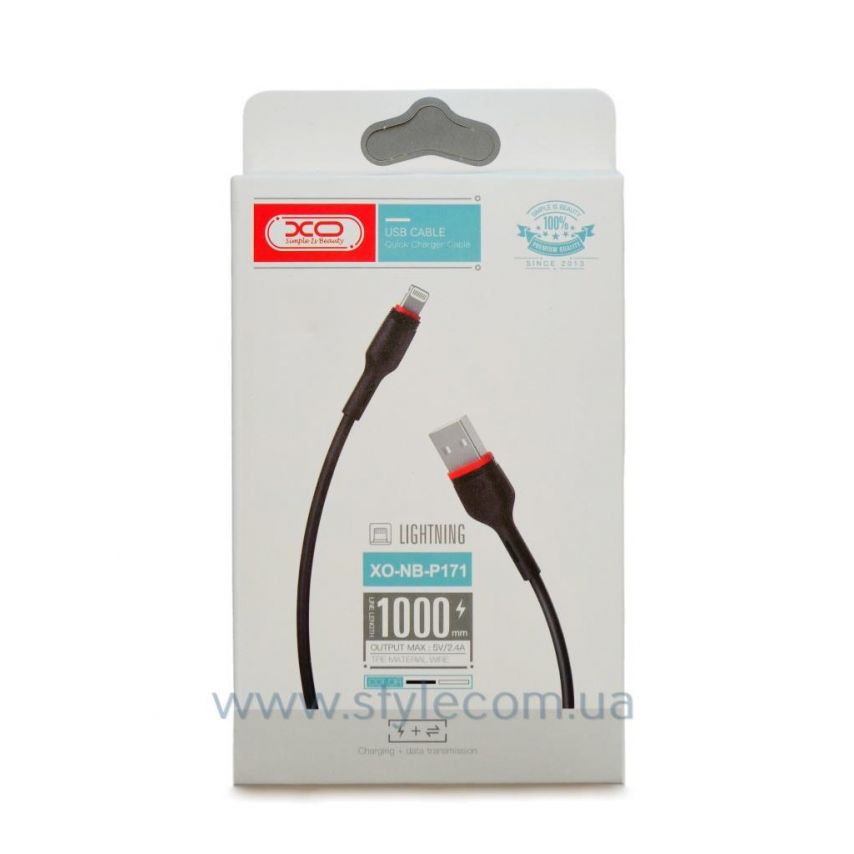 USB кабель XO NB-P171 2.4A Lightning прорезиненный black