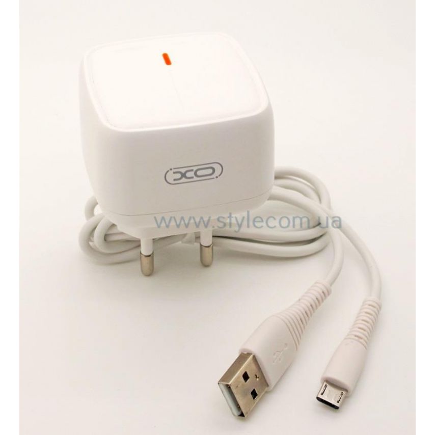 Сетевое зарядное устройство (адаптер) 2в1 XO L59 1USB / QC3.0 / 3A / 18W + Micro white