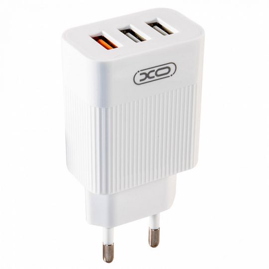 Сетевое зарядное устройство (адаптер) XO L72 3USB / USB 1_QC_3A / USB 2/3_2.1A white