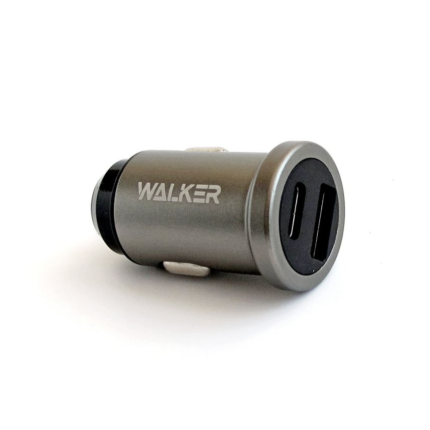 Автомобильное зарядное устройство (адаптер) WALKER WCR-25 PD_3.1A+QC_3.1A grey