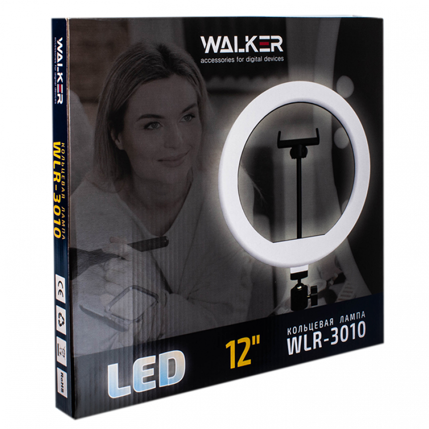 Кольцевая лампа WALKER WLR-3010 (30см) + стойка на пол (2,1м)