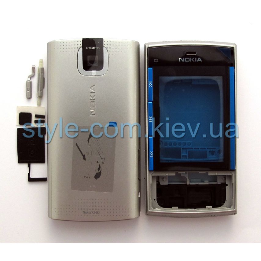 Корпус для Nokia X3-00 полный комплект silver/blue High Quality