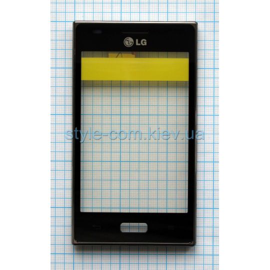 Тачскрин (сенсор) для LG Optimus L5 E610, E612 с рамкой black High Quality