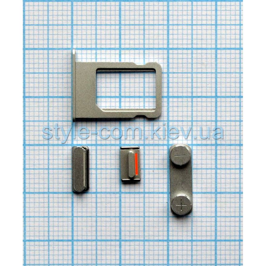 Боковые кнопки для Apple iPhone 5s с держателем Sim-карты (лоток) silver High Quality