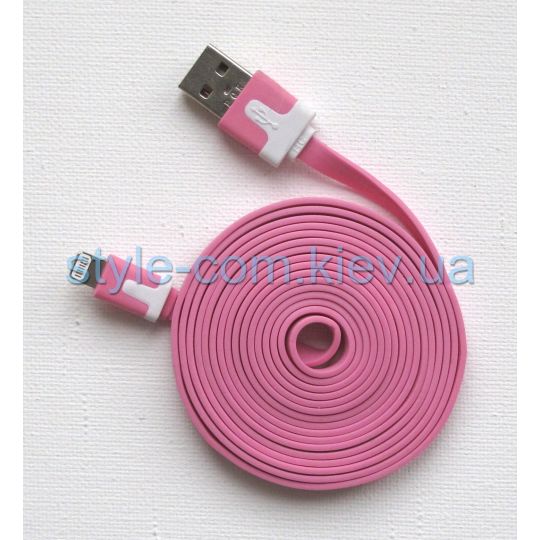 Дата-Кабель Lightning flat pink 2m - купить за {{product_price}} грн в Киеве, Украине