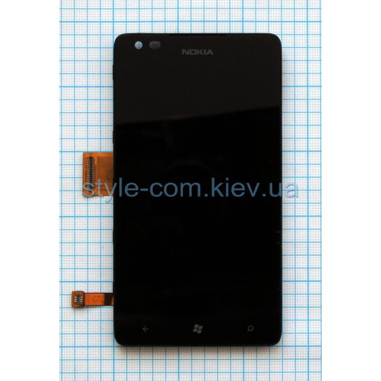 Дисплей (LCD) для Nokia Lumia 900 с тачскрином и рамкой black Original Quality