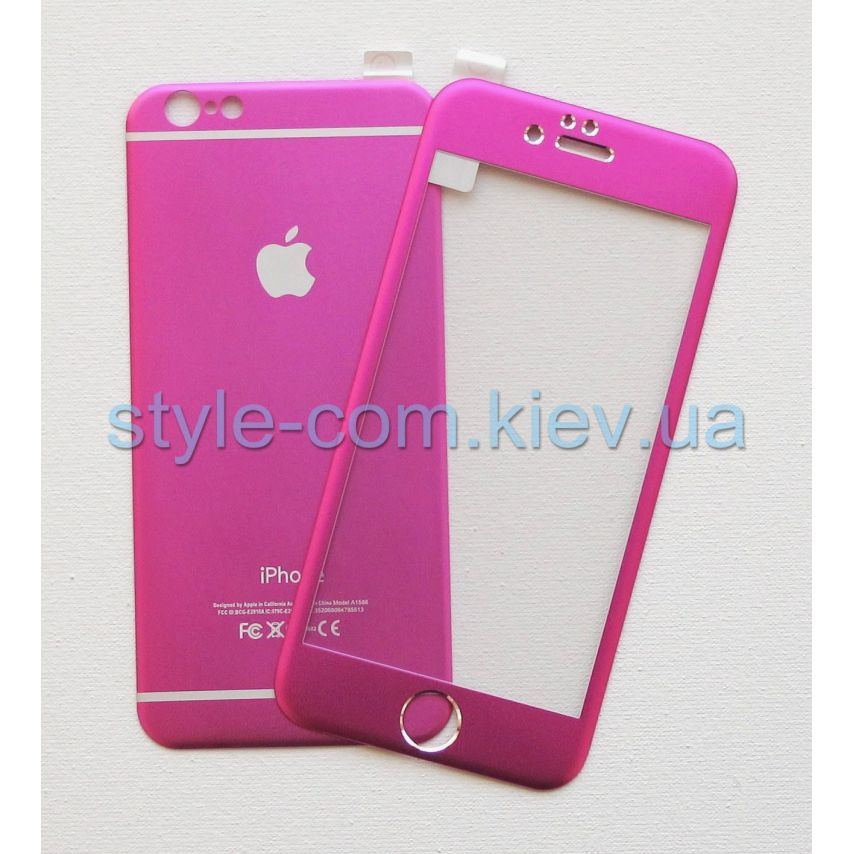 Защитное (переднее+заднее) стекло для Apple iPhone 6, 6s pink