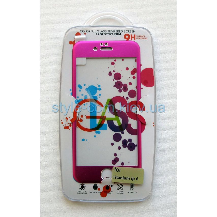 Защитное (переднее+заднее) стекло для Apple iPhone 6, 6s pink