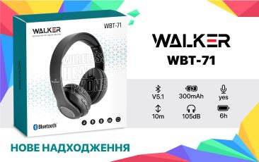 Нове надходження – Навушники bluetooth WALKER WBT-71 black